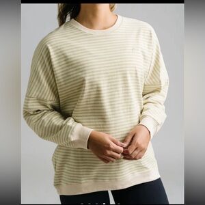 Zyia Active Brand New Kiwi & Cream Striped Crewneck Sweatshirt Women’s Size Smal
